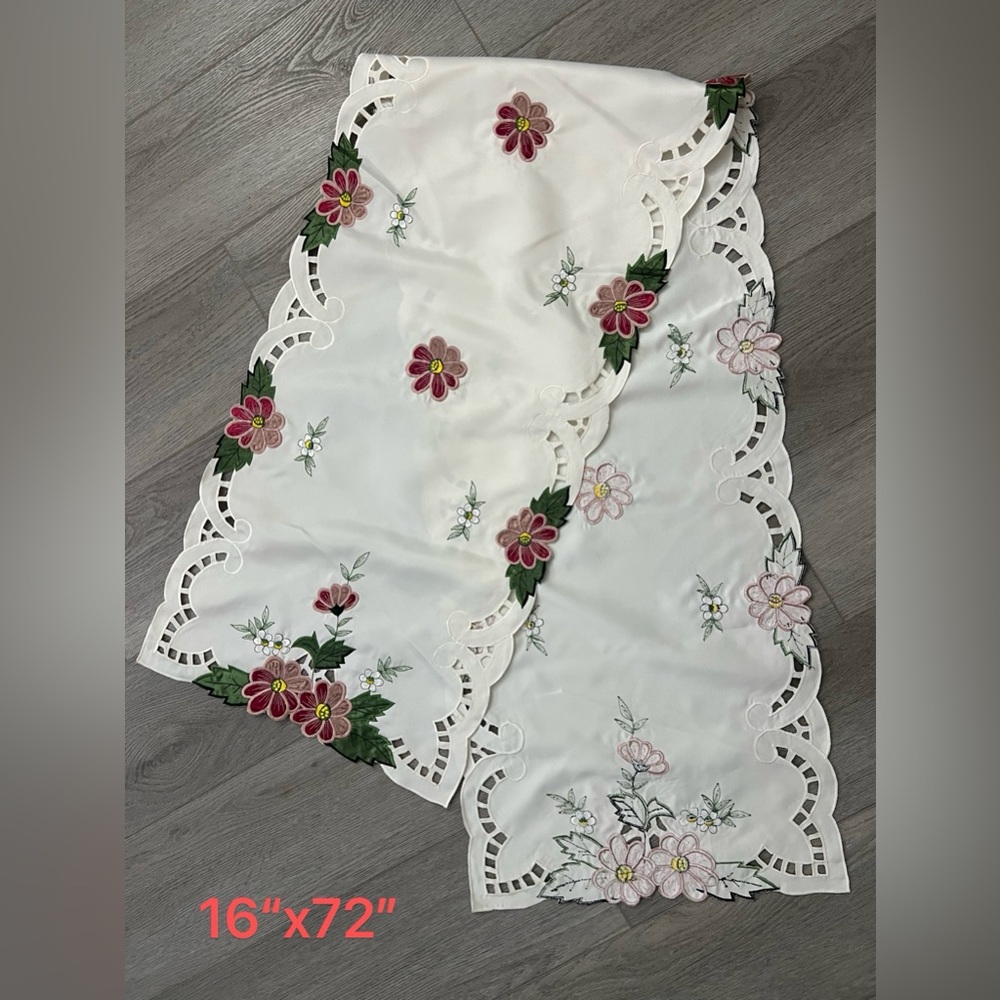 Floral Embroidered Table Runner
